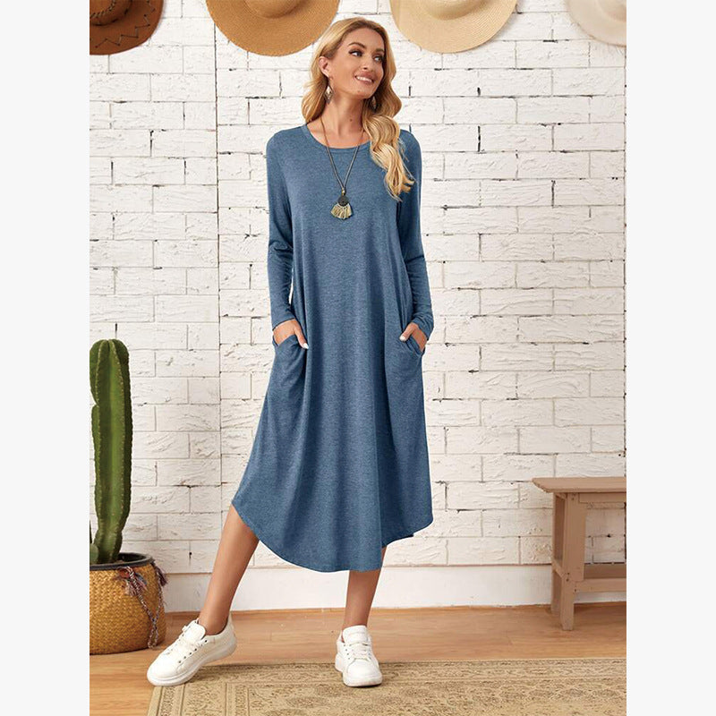 Robe longue décontractée à manches longues pour femmes avec poches pratiques Chic und Stil