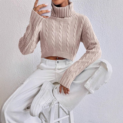 Pull en grosse maille pour femmes avec col haut Chic und Stil