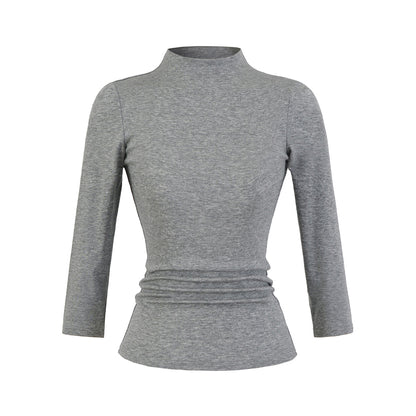 Chemise à manches longues pour femmes avec col montant et détails froncés Chic und Stil