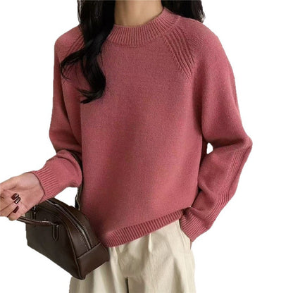 Pull en tricot décontracté pour femmes avec col rond et texture fine Chic und Stil