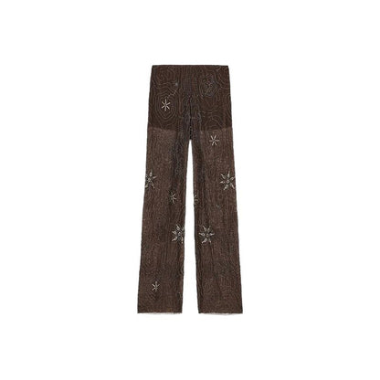 Dames Élégante, brodée Paillettes-pantalon en style Palazzo Chic und Stil