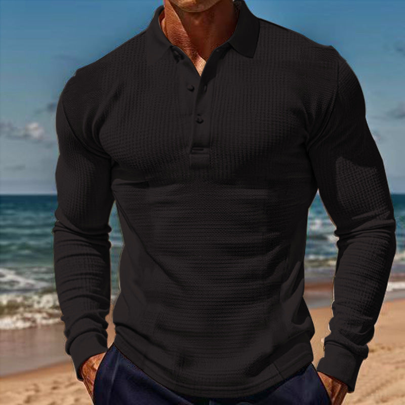 Chemise polo à manches longues pour hommes avec design structuré Chic und Stil
