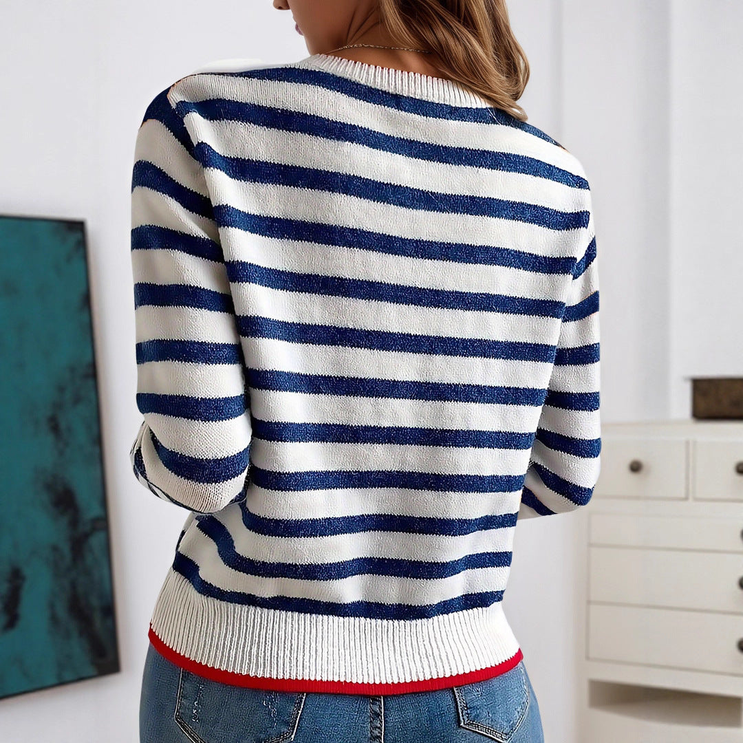 Pull en tricot pour femmes avec un motif rayé tendance et une texture fine Chic und Stil