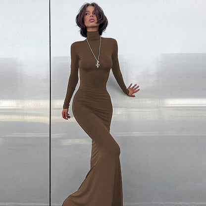 Robe maxi bodycon col montant Chic und Stil