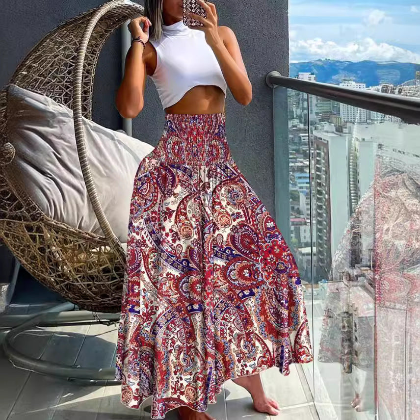 Jupe Maxi Imprimée Boho pour Femmes Chic und Stil