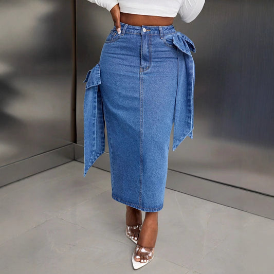Jupe maxi pour femmes avec poches latérales et ceinture tendance à nouer Chic und Stil