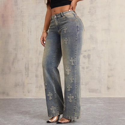 Dames Crop Top avec découpes et jeans ample Chic und Stil