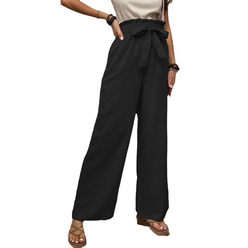 High-waisted wide-leg pants for women with bow detail Chic und Stil