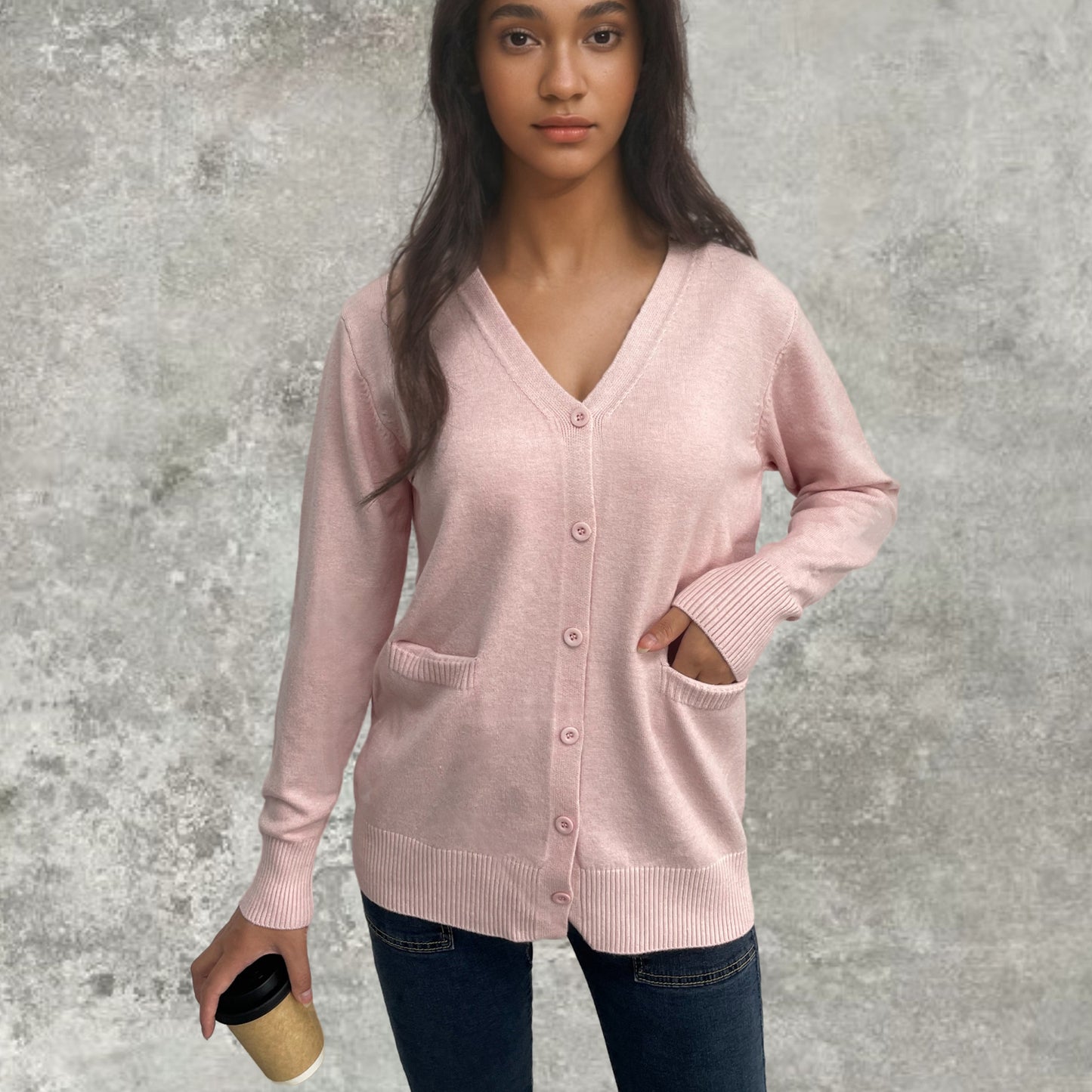 Dames élégante gilet en tricot avec poches pratiques et fine patte de boutonnage Chic und Stil