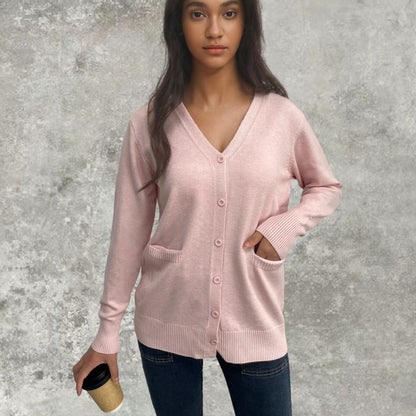 Dames élégante gilet en tricot avec poches pratiques et fine patte de boutonnage Chic und Stil