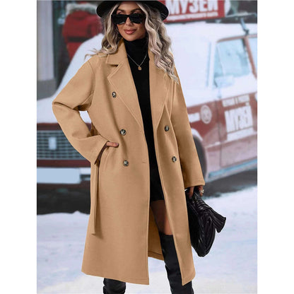 Chic and Style Double-Breasted Wool Coat for Women