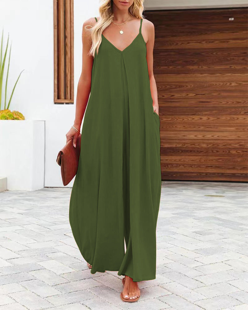 Robe maxi femme avec bretelles réglables et poches latérales Chic und Stil