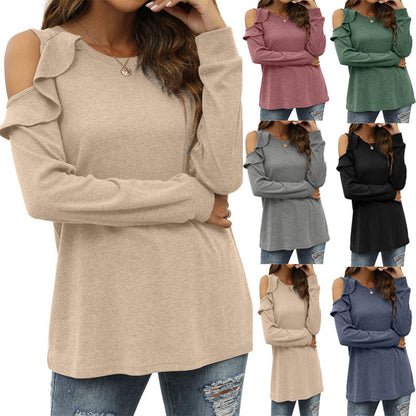 T-shirt à manches longues pour femmes avec des manches découpées et un détail volant Chic und Stil