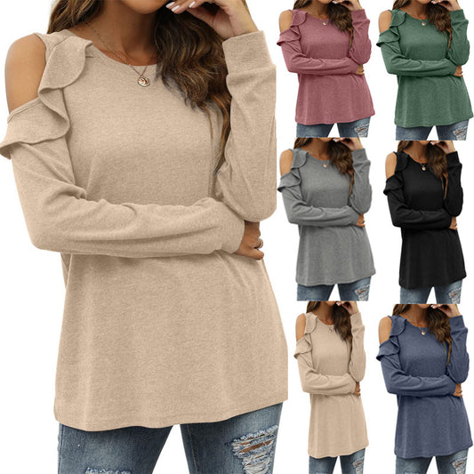 T-shirt à manches longues pour femmes avec des manches découpées et un détail volant Chic und Stil