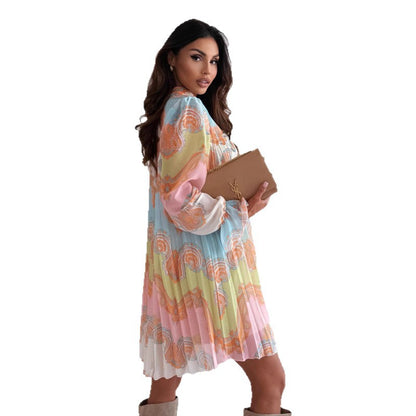 Robe mini plissée pour femmes avec imprimé coloré Chic und Stil