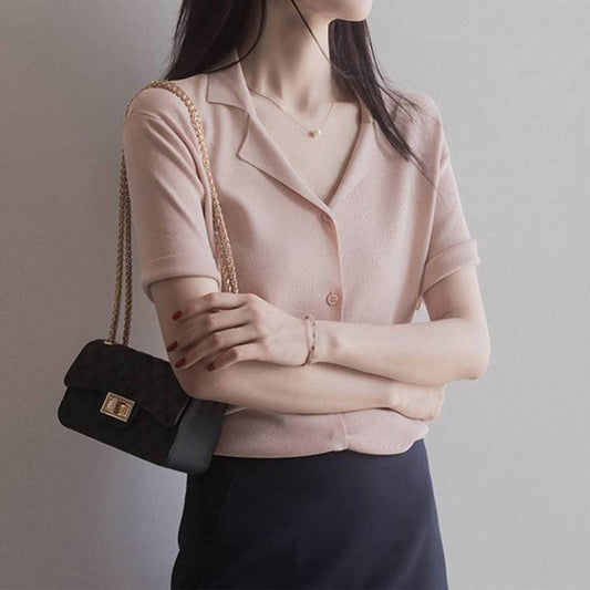 Blouse à boutons à manches courtes pour femmes Chic und Stil