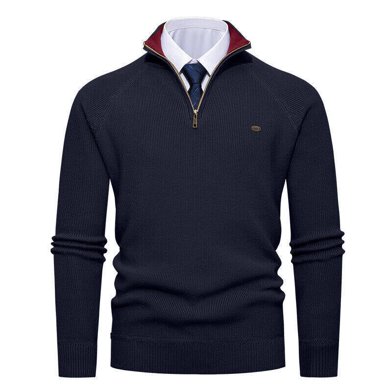 Elegant knitted pullover for men with high collar and zipper Chic und Stil