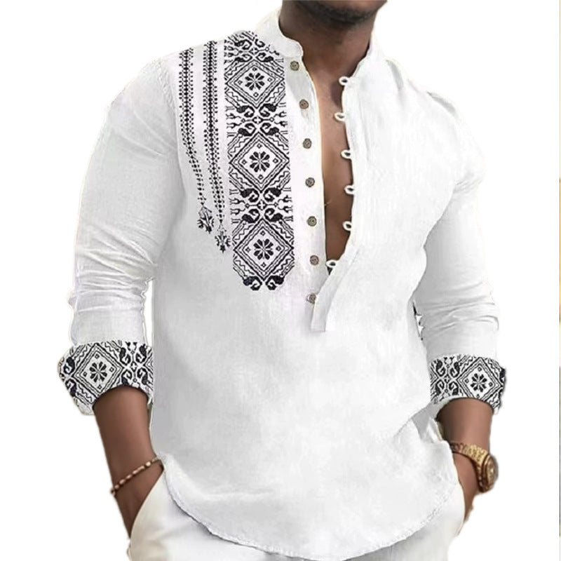 Hommes Chemise à manches longues tendance avec des motifs ethniques élégants Chic und Stil