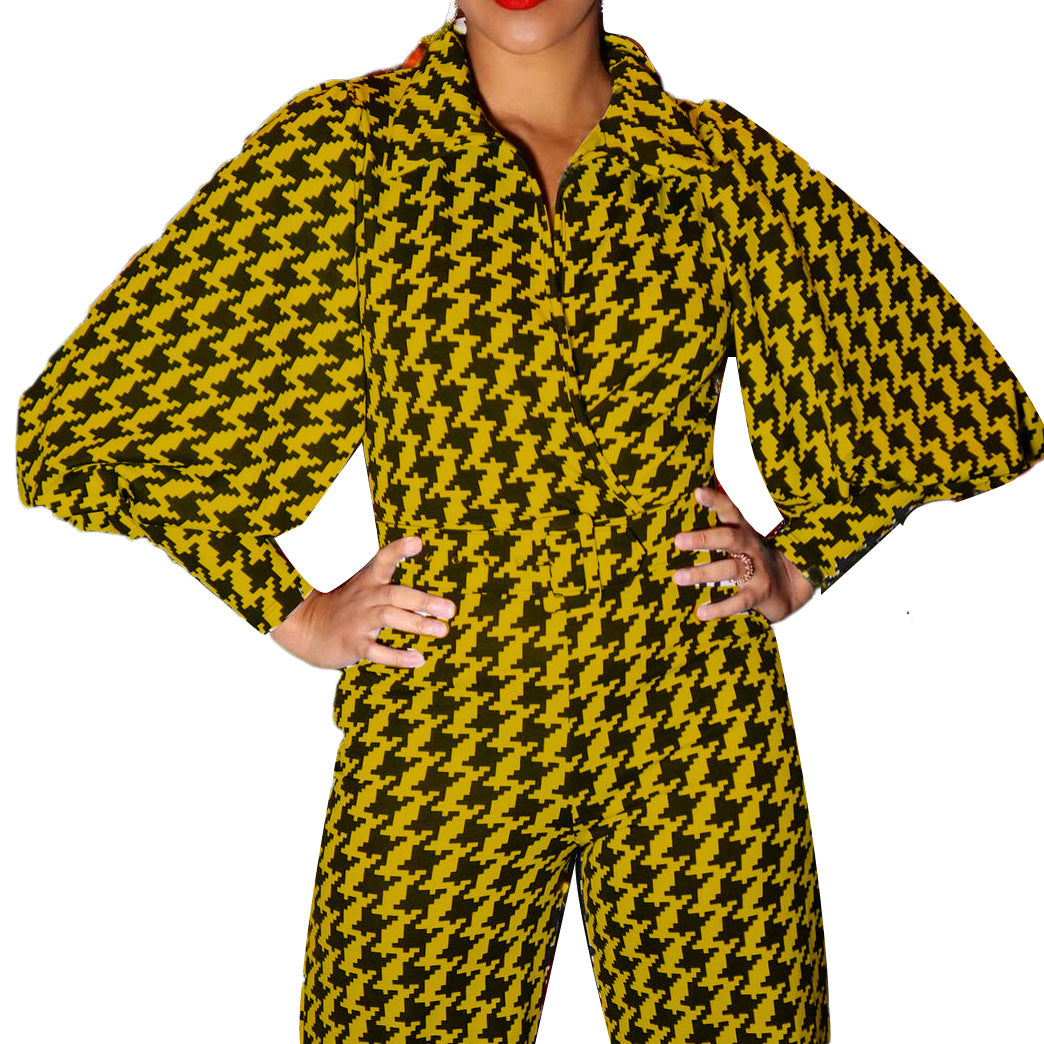 Robe maxi pour femmes avec un élégant motif pied-de-poule Chic und Stil