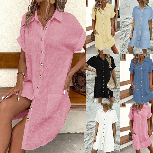 Robe chemise pour dames avec surface structuré et poches pratiques Chic und Stil