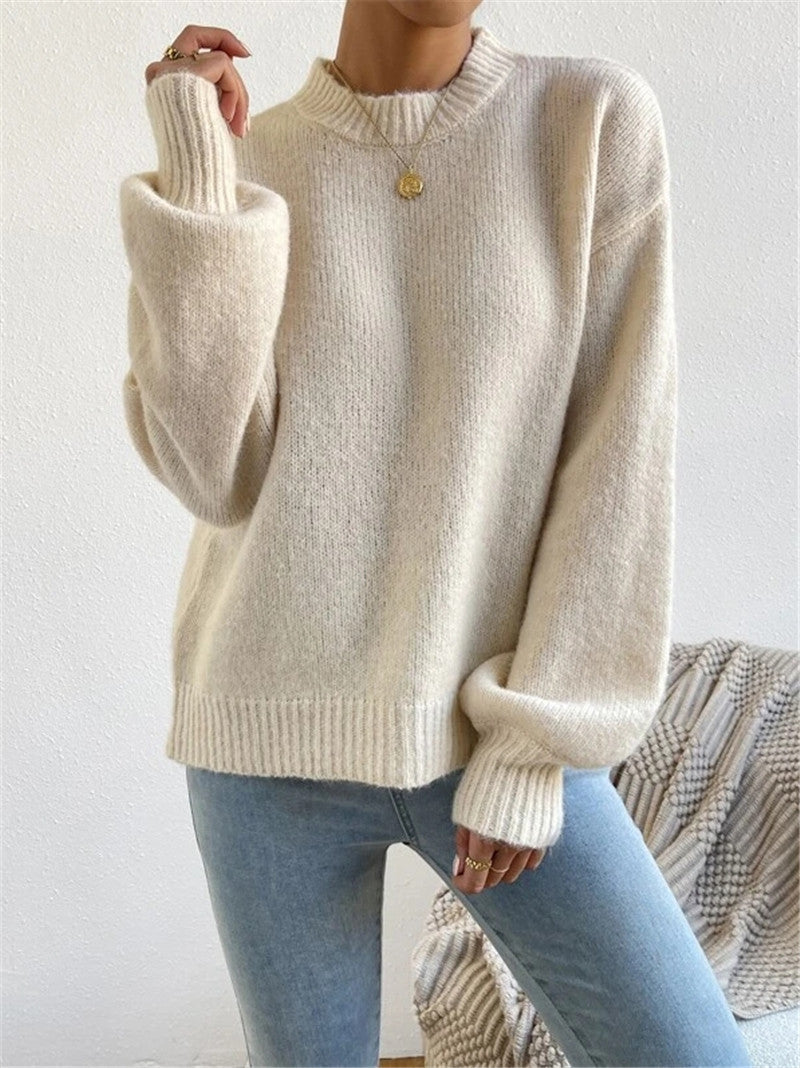 Pull en tricot ample pour femmes avec col montant et design texturé Chic und Stil