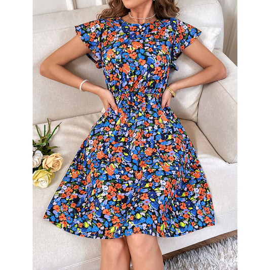 Robe d'été pour femme avec un design floral et des détails en volants Chic und Stil