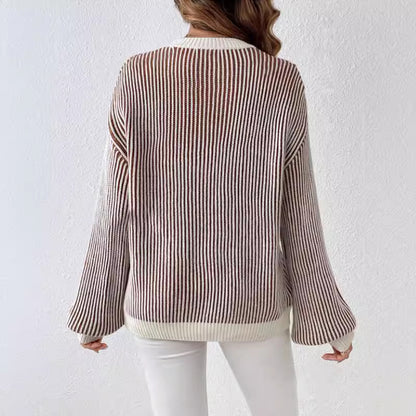Pull en tricot pour femmes avec un design en côtes larges et des manches ballon décontractées Chic und Stil