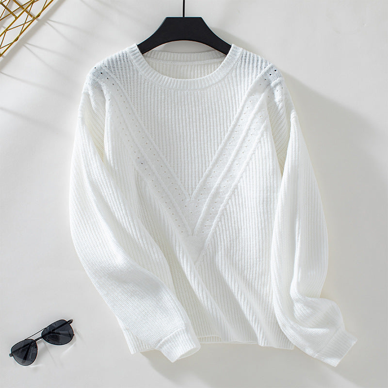 Pull en tricot pour femmes avec décolleté en V et motif texturé décoratif Chic und Stil