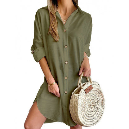 Robe chemise décontractée pour femmes en tissu léger avec fermeture à boutons Chic und Stil