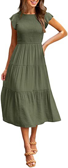 Robe maxi femme avec haut élastique et jupe évasée Chic und Stil