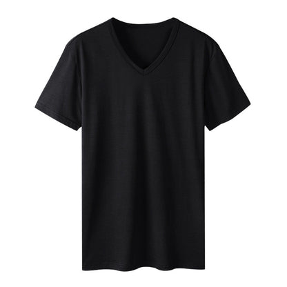 T-shirt femme à col en V en mélange de coton de haute qualité Chic und Stil