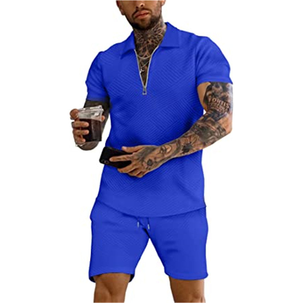 Costume décontracté à col zippé structuré pour hommes Chic und Stil