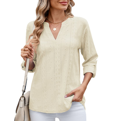 Dames Élégante et légère blouse avec décolleté en V Chic und Stil