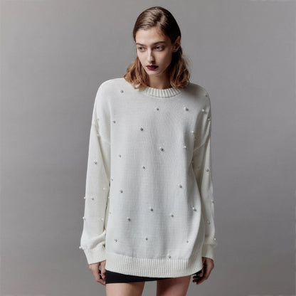Pull en grosse maille pour femmes avec encolure perlée Chic und Stil