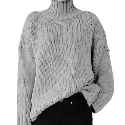 Dames Pull-over en tricot épais avec col montant et coupe décontractée Chic und Stil