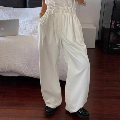 Wide chino pants for women with elastic waistband and side pockets Chic and Style