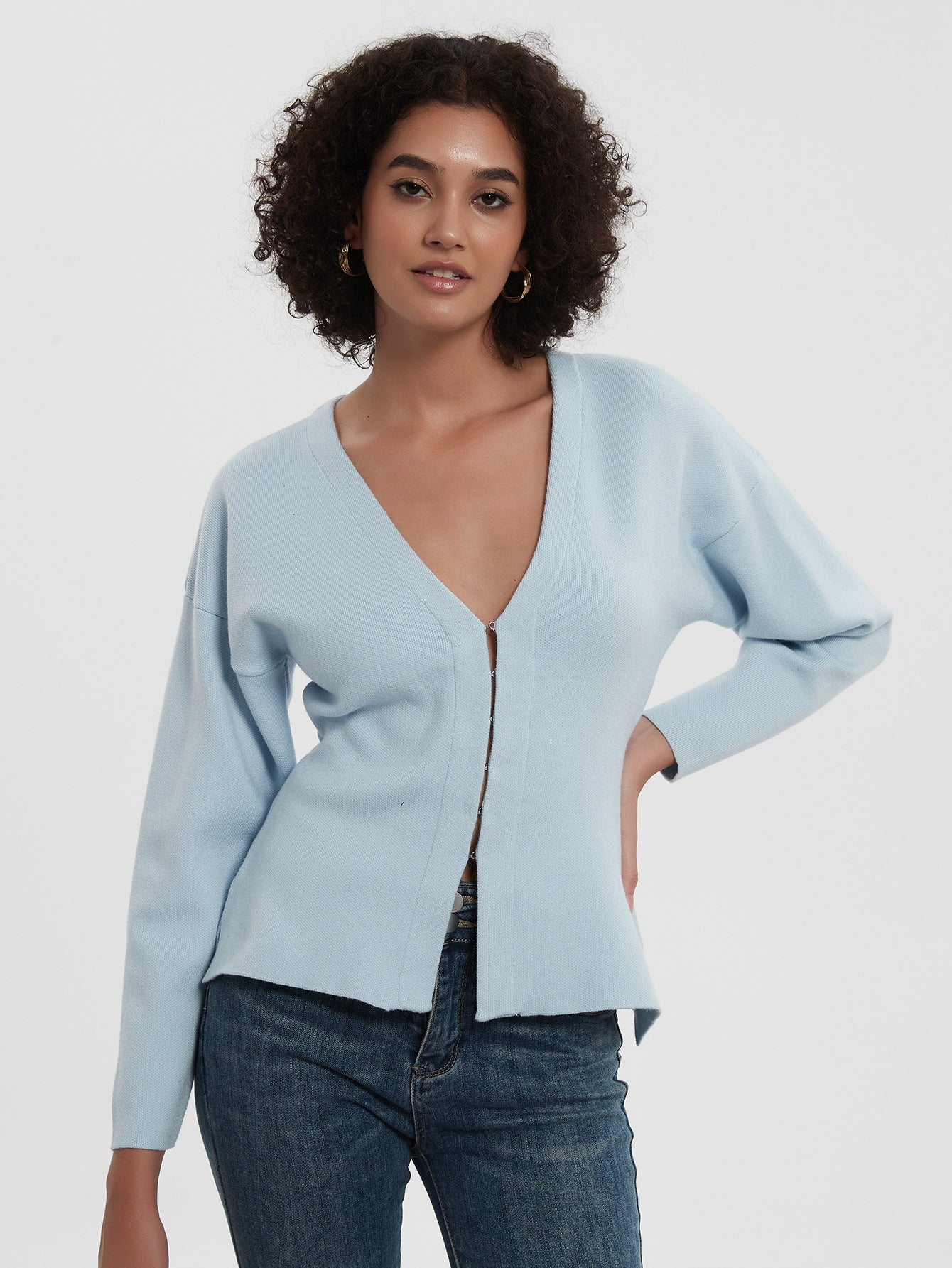 Dames élégante gilet à col en V et fermeture à boutons Chic und Stil