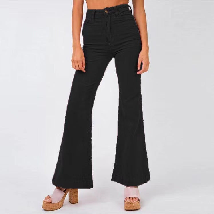 Flared pants for women with high waist and comfort belt Chic and Style