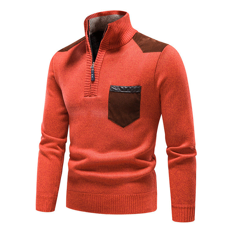 Pull en tricot de haute qualité pour homme avec fermeture éclair moderne et poche poitrine pratique Chic und Stil