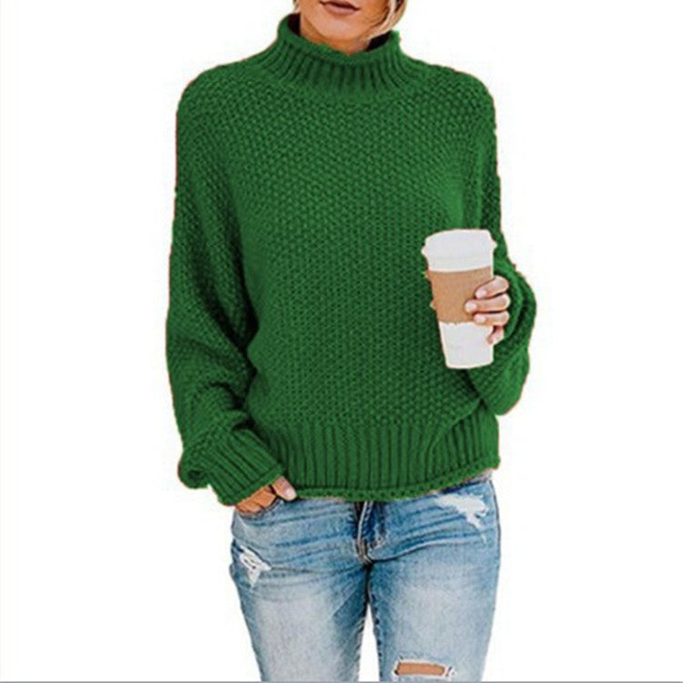 Dames Pull confortable avec col haut et look de maille structuré Chic und Stil