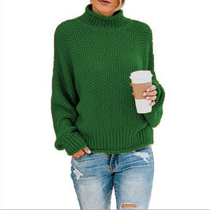 Dames Pull confortable avec col haut et look de maille structuré Chic und Stil
