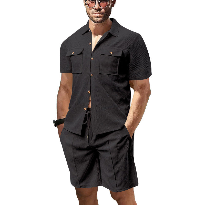Homme décontracté set chemise à manches courtes et shorts avec poches pratiques Chic und Stil