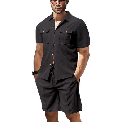 Homme décontracté set chemise à manches courtes et shorts avec poches pratiques Chic und Stil