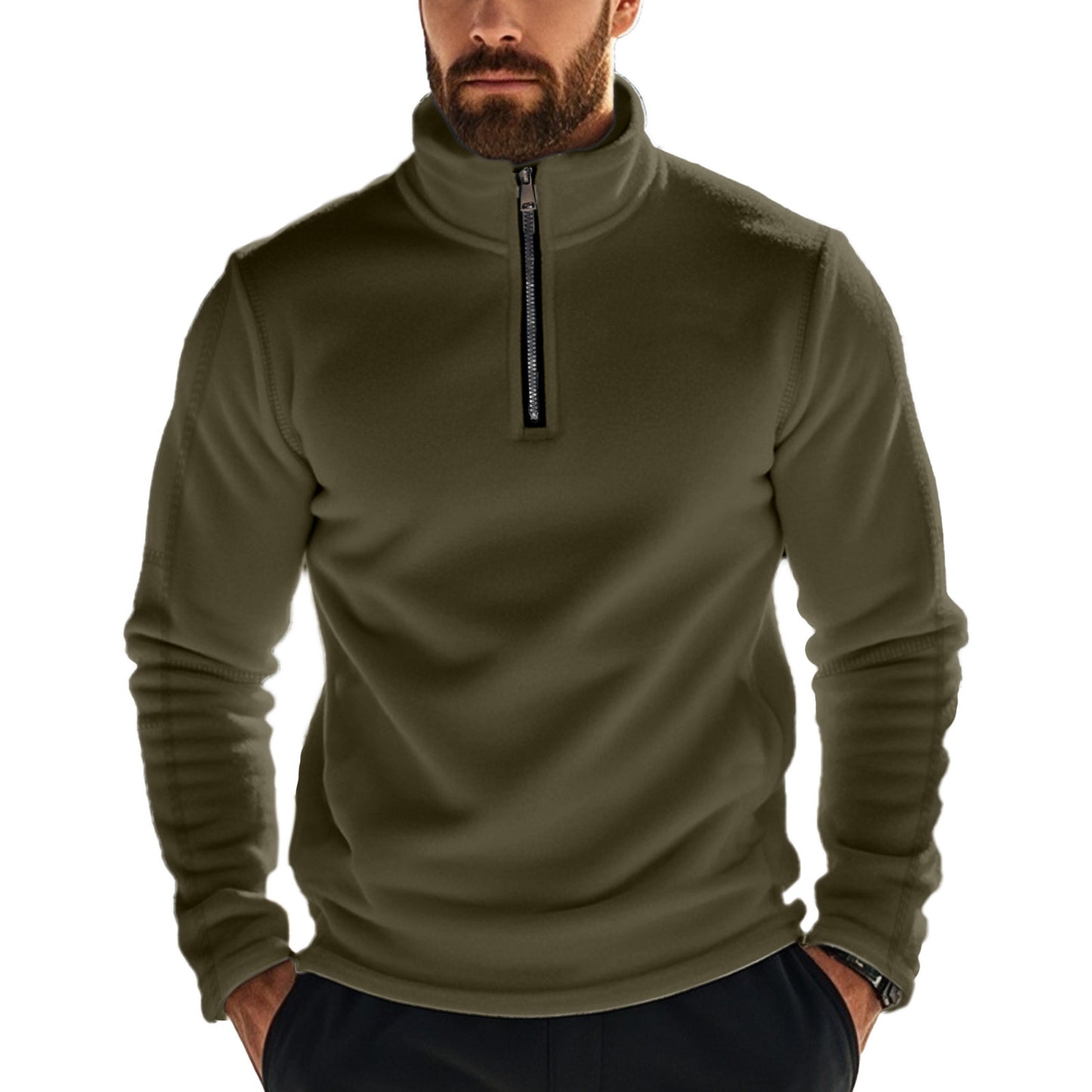 Homme pull en fleece à col haut et ouverture zip pratique Chic und Stil