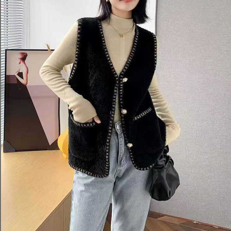Dames gilet en tricot avec détails de boutons décoratifs Chic und Stil