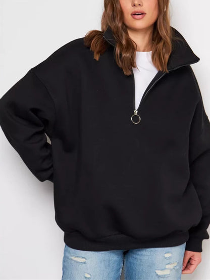 Pull femme décontracté avec capuche, col mi-haut et élégant tirant en anneau Chic und Stil