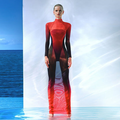 Dames Élégante et ajustée robe de sport avec col haut Chic und Stil