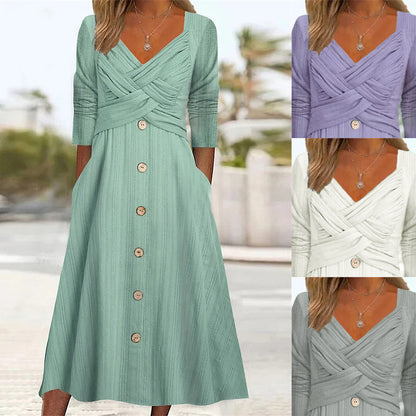 Robe maxi à boutons pour femmes avec détail de haut croisé Chic und Stil