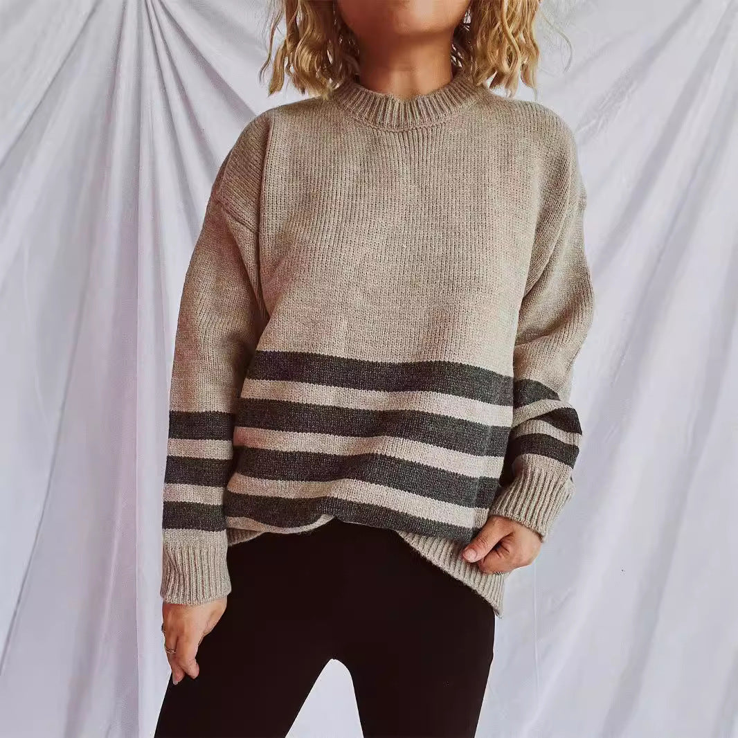 Pull oversized décontracté pour femmes avec motif rayé moderne Chic und Stil