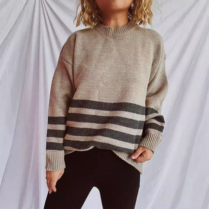 Pull oversized décontracté pour femmes avec motif rayé moderne Chic und Stil